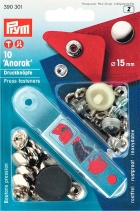 Кнопки Anorak серебристый 15мм (10шт)  390301