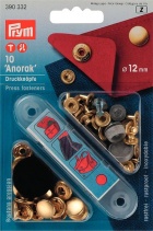 Кнопки "Anorak" золотистый 12мм (10шт)  390332
